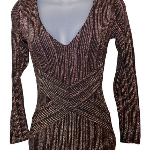 Rachel Roy Copper Quinn Metallic Knit Midi Dress Small - Picture 2 of 5